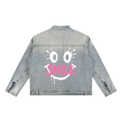 Vintage Wash Zip Denim Jacket